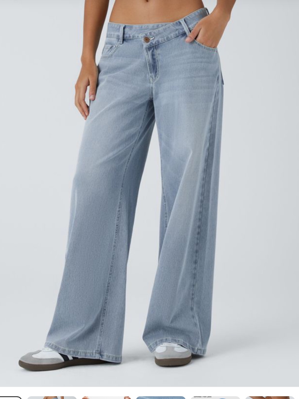 Halara Flex Asymetrical Low Rise Baggy Wide Leg Light Wash Jean Women's Size Mp